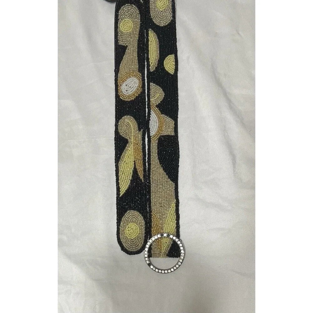 Beaded belt animal print western rhinestone bling  biker embellished Cloth